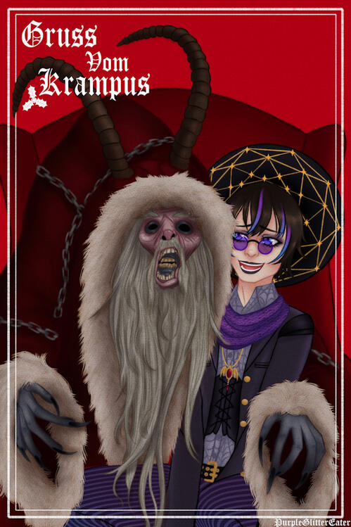 Krampus Greeting Card YCH by PurpleGlitterEater